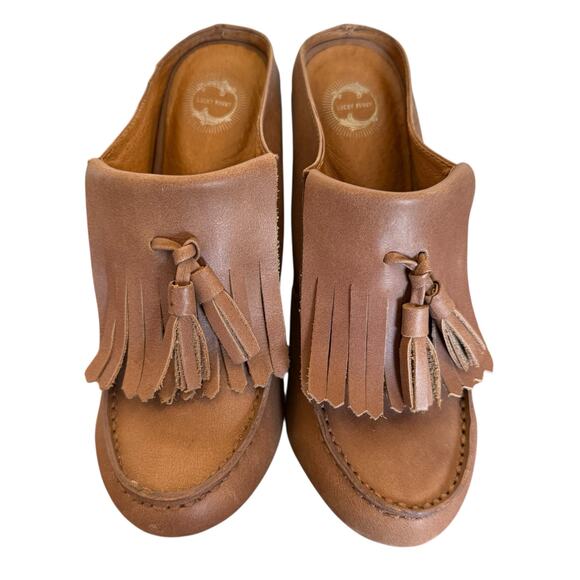 Anthropologie Brown Mules with Fringe Detail - Picture 2 of 9